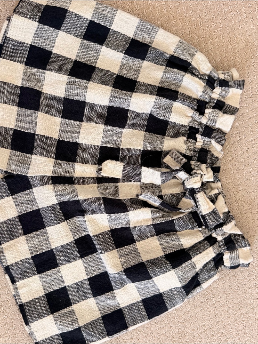 Topshop Black and Cream Plaid Top